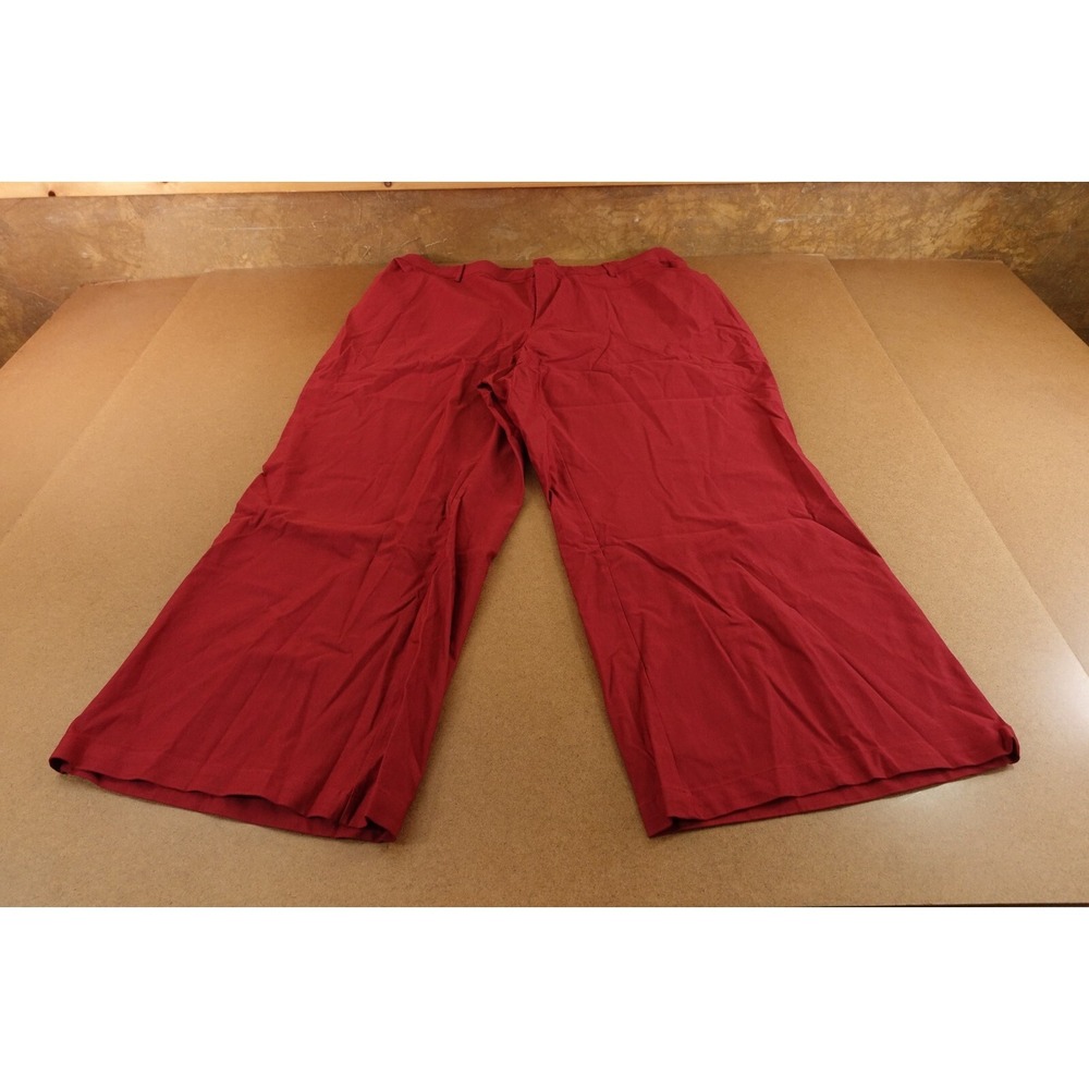 Bloomchic Womens Size 26 Dark Red Elastic Back Pocketed Stretch Flare Pants NWT